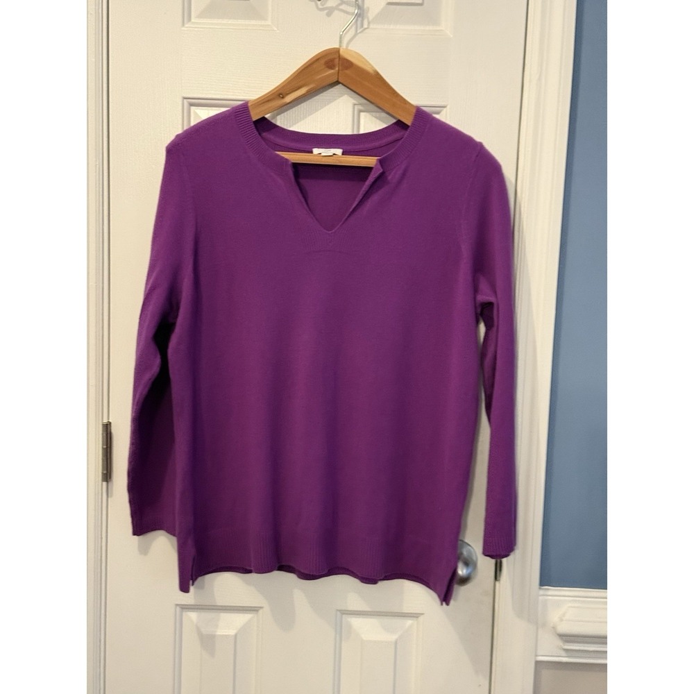 J. Jill Purple Split Neck Pullover‎ Sweater W  XL Long Sleeve Minimalist Casual